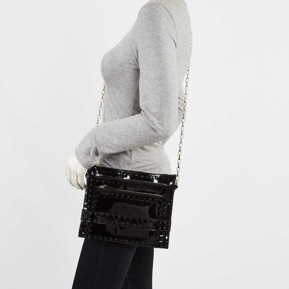 Valentino Black Patent Leather Rockstud Triple Zip Crossbody Bag - Picture 1 of 11